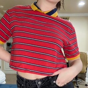 striped collared tee